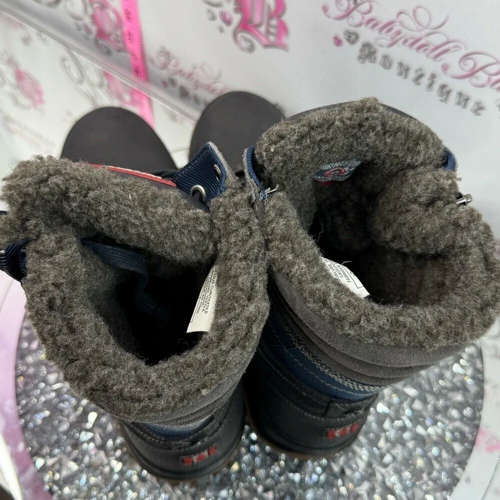 Pajar waterproof boots Navy and Charcoal Lace-Up Winter Boot with Brown Sole